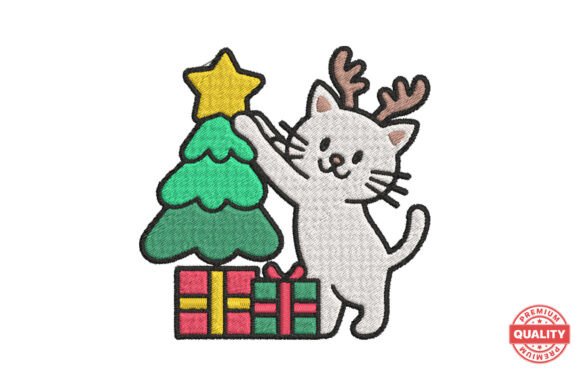 Christmas Cat with Tree Embroidery Patch Review