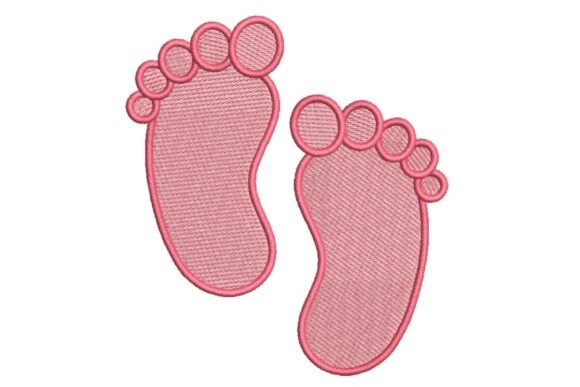 Cute Pink Baby Footprints Embroidery Design Review