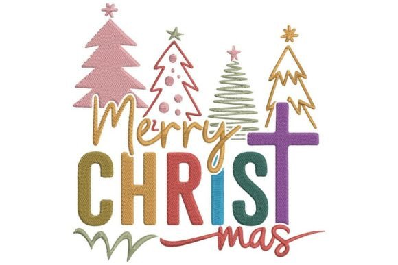 Merry Christmas with Trees and Cross Design Review
