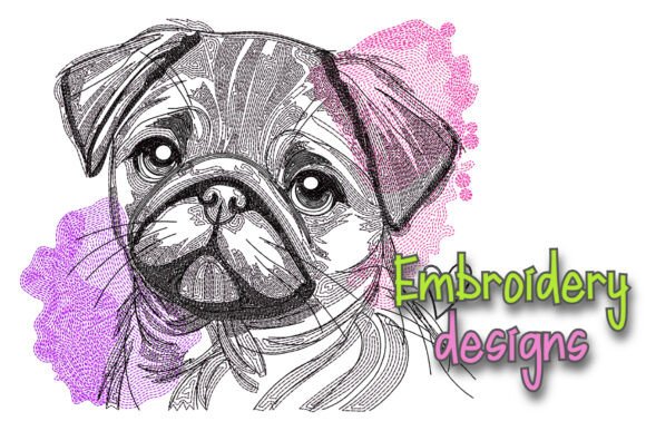 Review: Sketch Pug Dog Embroidery Designs for Real Projects